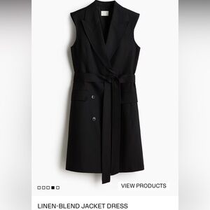 H&M Black Linen-Blend Jacket Dress
